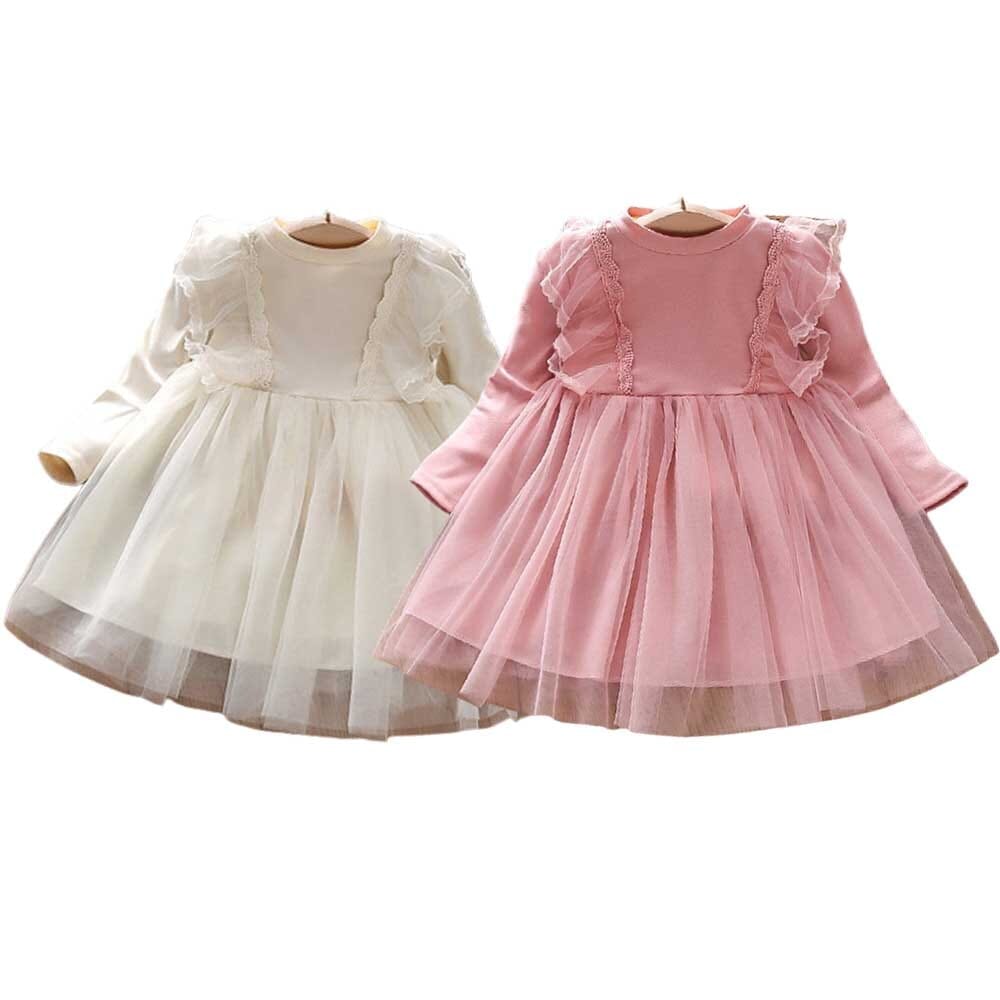 Vestido Infantil Manga Longa e Tule Loja Click Certo 