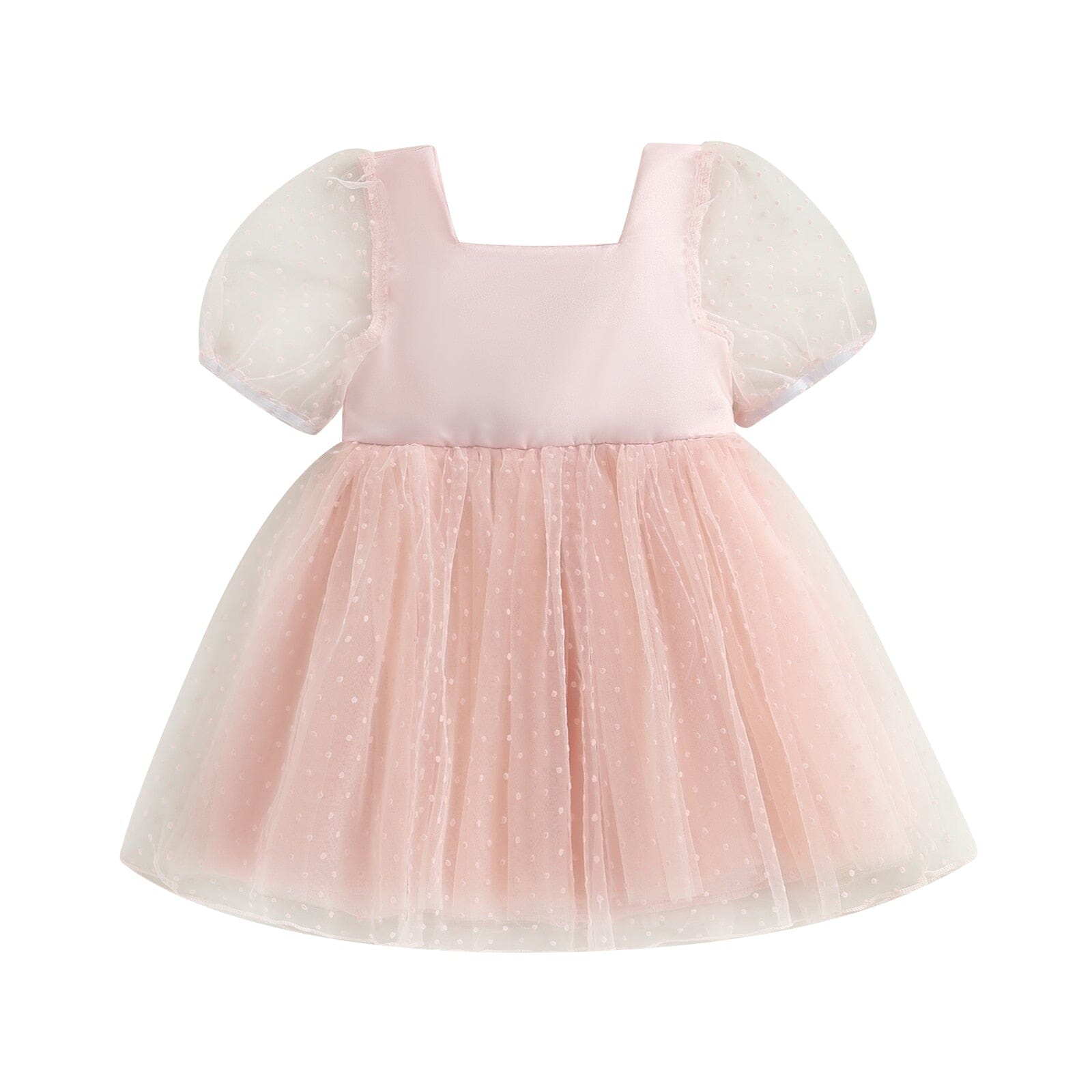 Vestido Infantil Manguinha Bufante Tule Loja Click Certo Rosa 3-4 Anos 