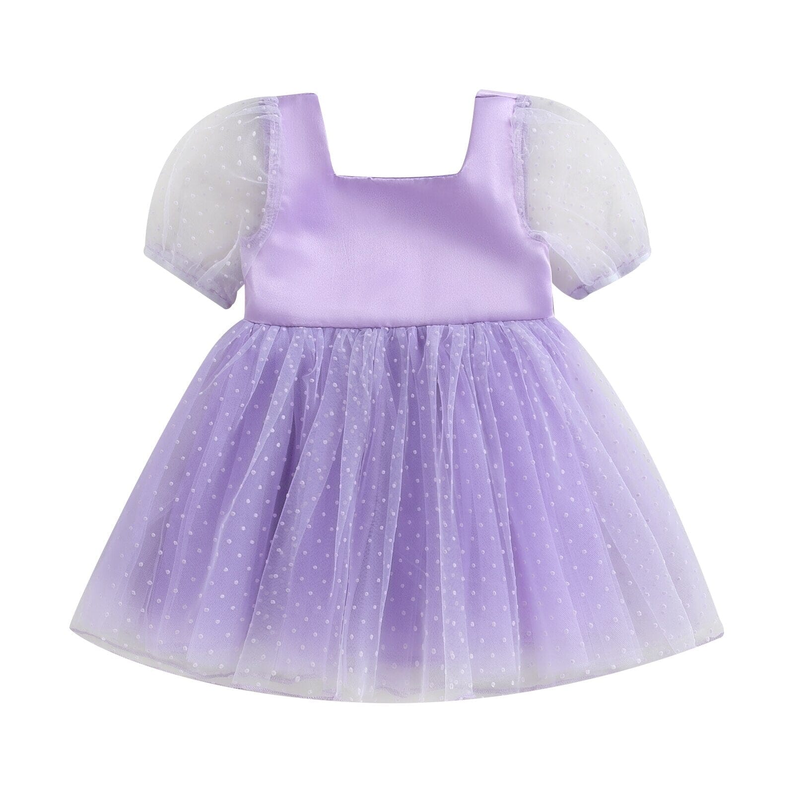 Vestido Infantil Manguinha Bufante Tule Loja Click Certo Roxo 3-4 Anos 