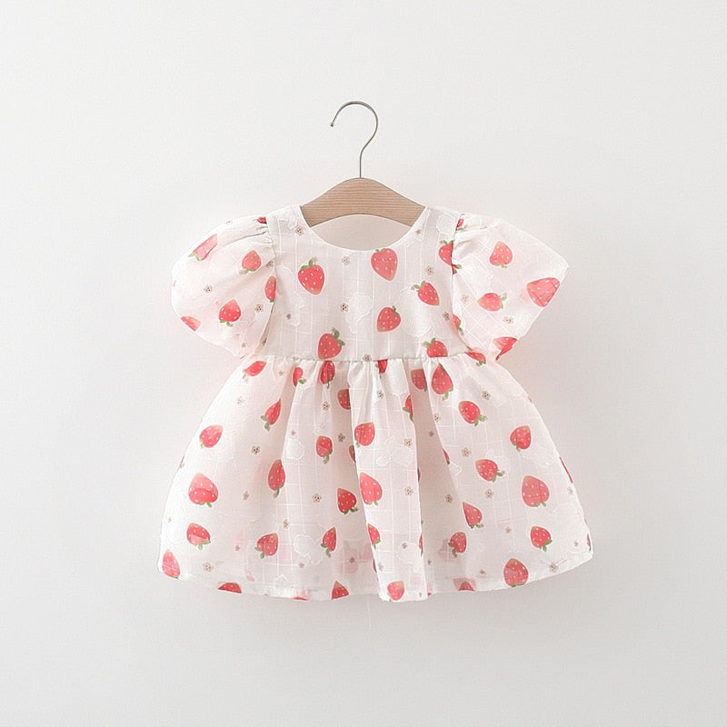 Vestido Infantil Moranguinhos Loja Click Certo Branco 0-6 meses 
