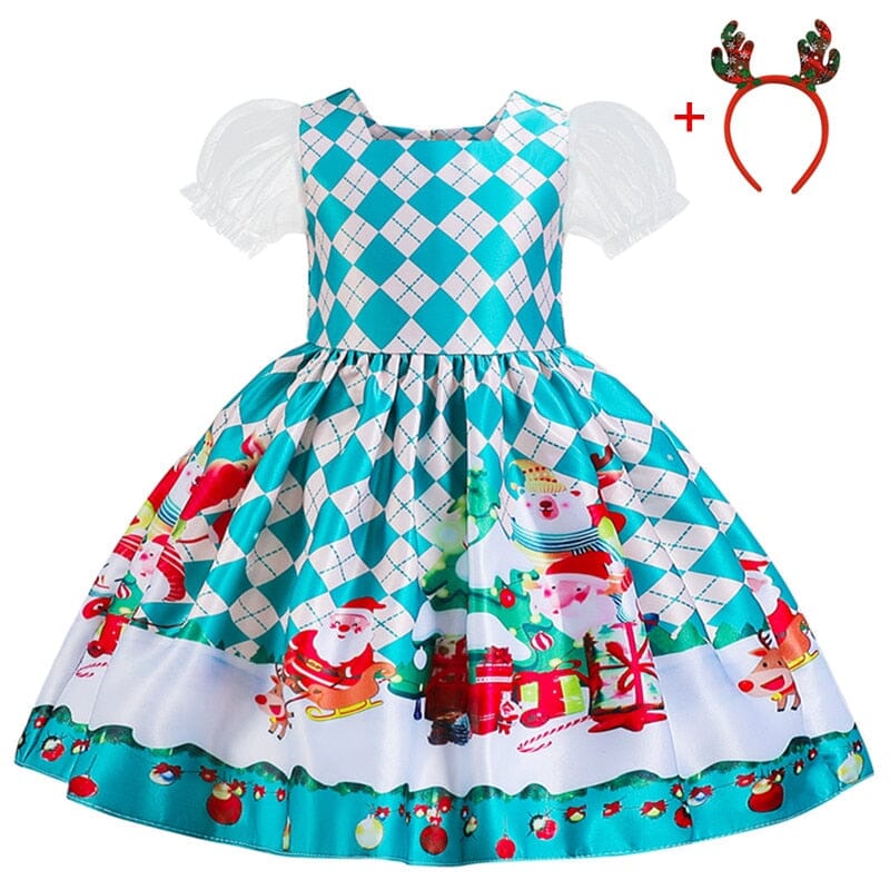 Vestido Infantil Natal Divertido 0 Loja Click Certo Azul 3-4 Anos 