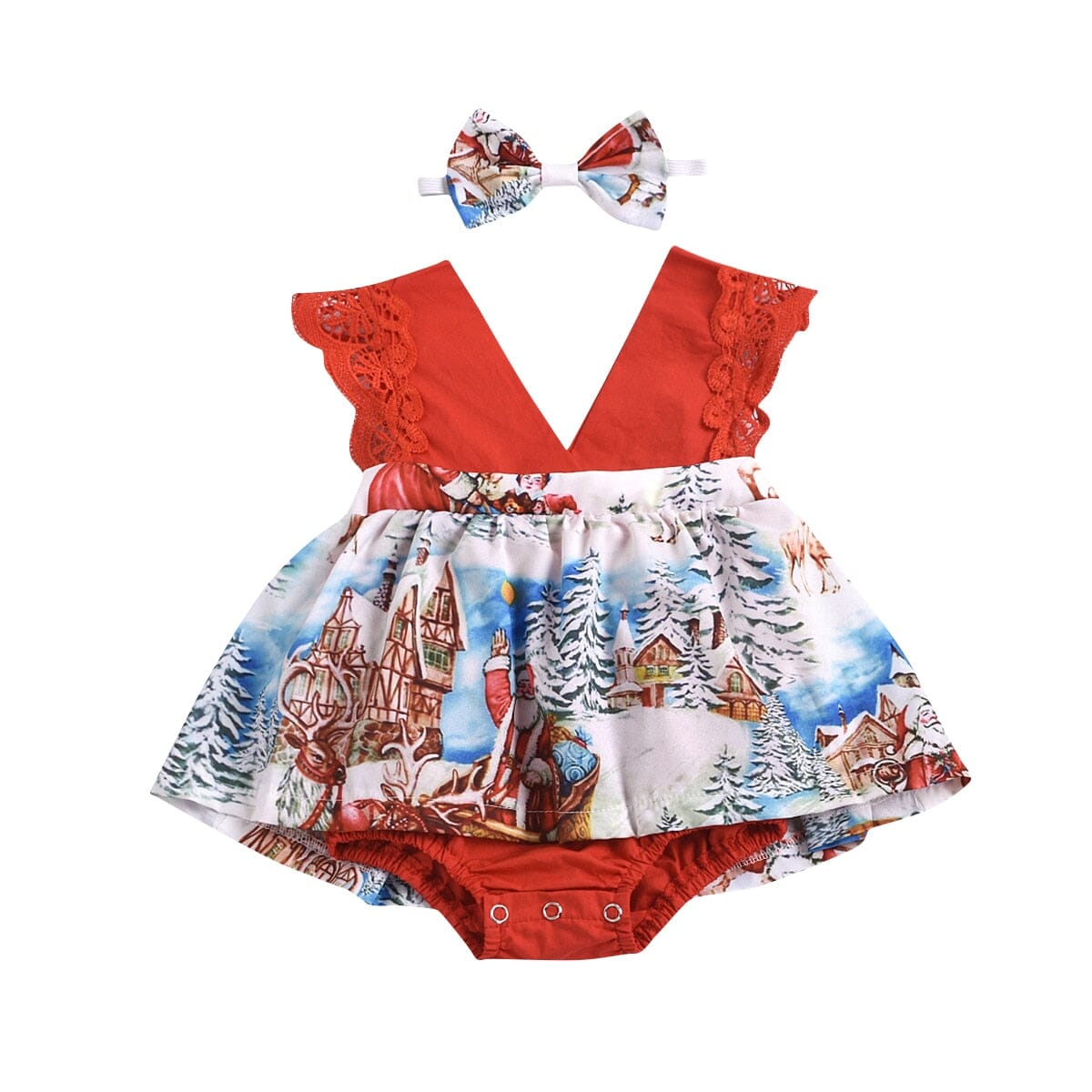 Vestido Infantil Natal Encantado + Faixa 0 Loja Click Certo 