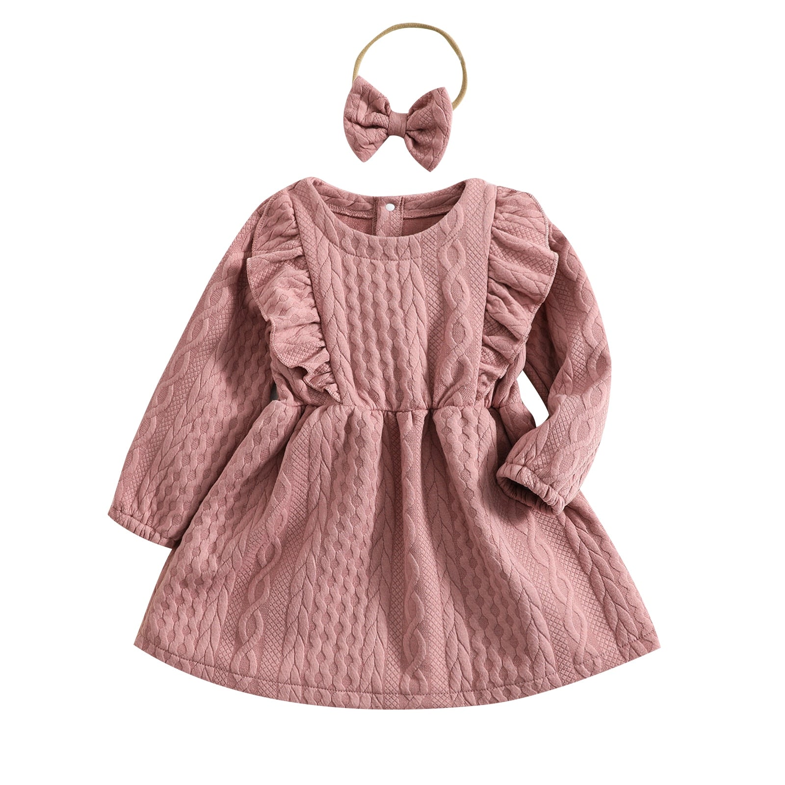 Vestido Infantil Outono + Faixa Loja Click Certo Rosa 2-3 anos 