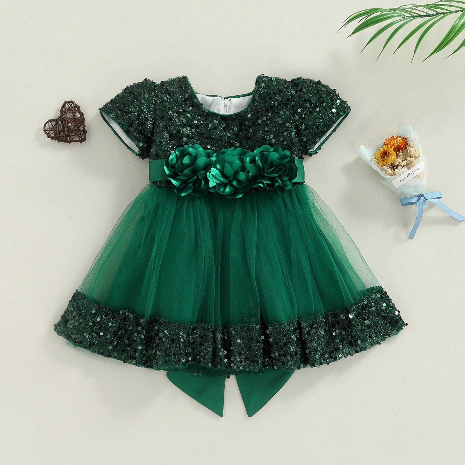 Vestido Infantil Paitê e Flores Loja Click Certo 