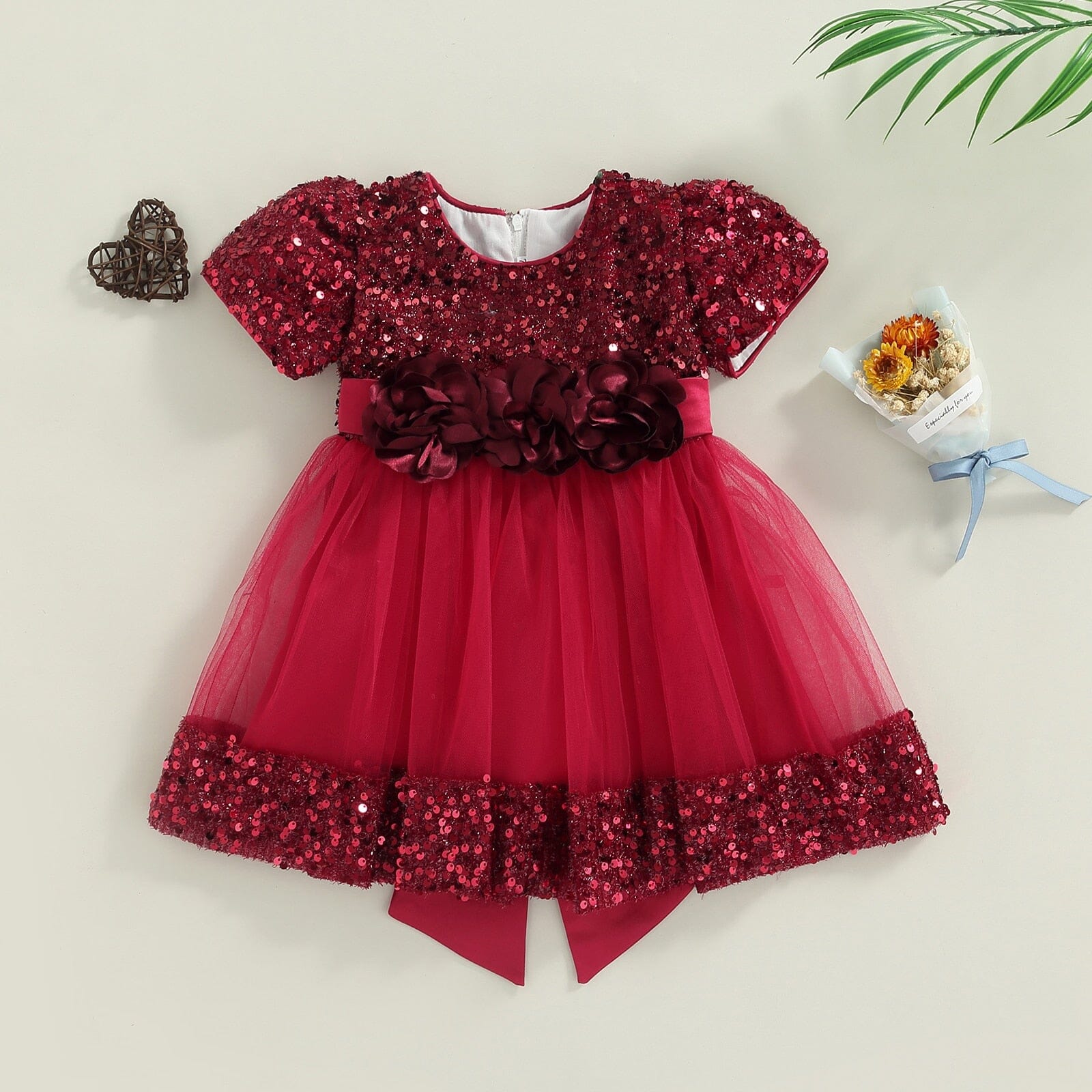 Vestido Infantil Paitê e Flores Loja Click Certo 