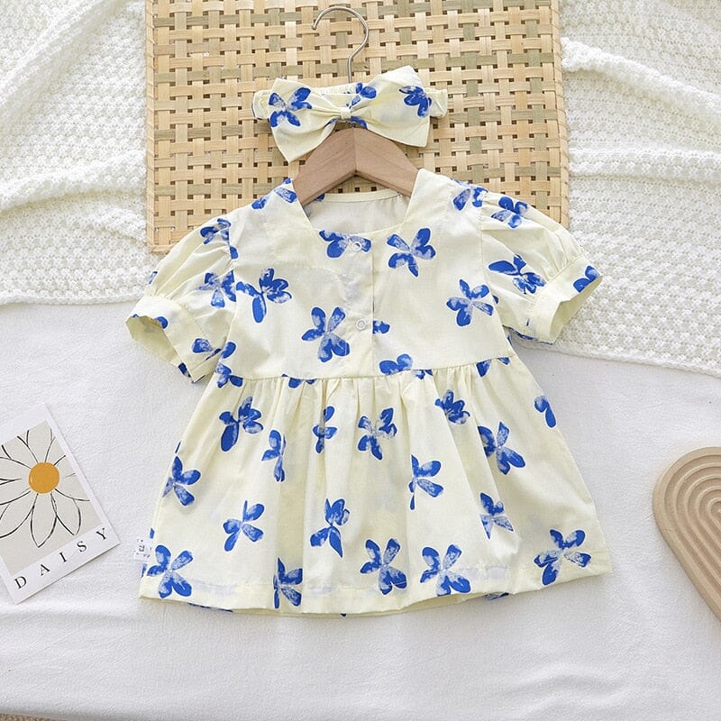 Vestido Infantil Primavera Azul Loja Click Certo Azul 3-6 Anos 