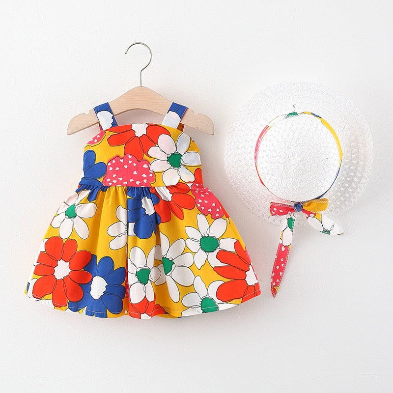 Vestido Infantil Primavera Encantada + Chapéu vestido Loja Click Certo 