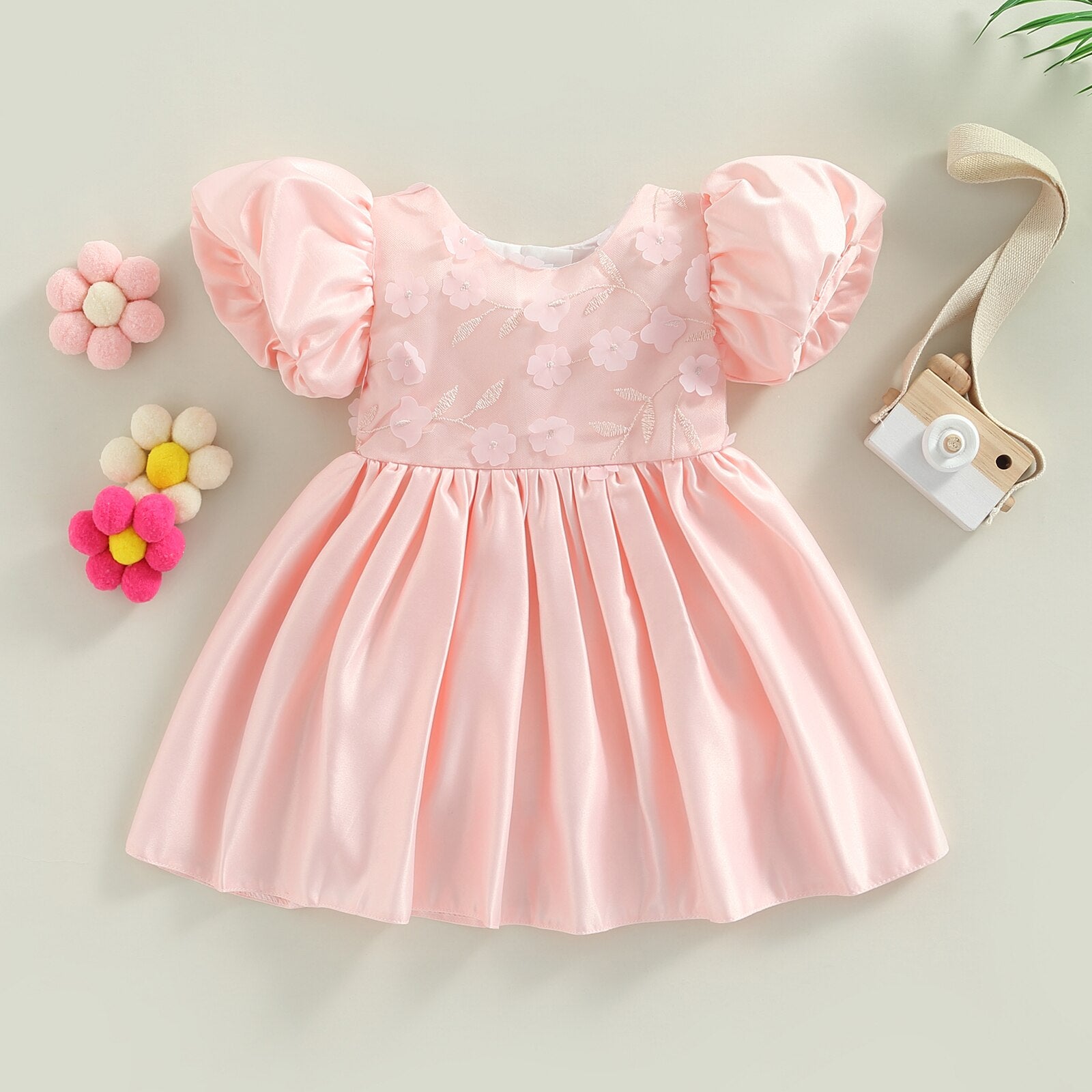 Vestido Infantil Princesa vestido Loja Click Certo Rosa 2-3 anos 57cm 