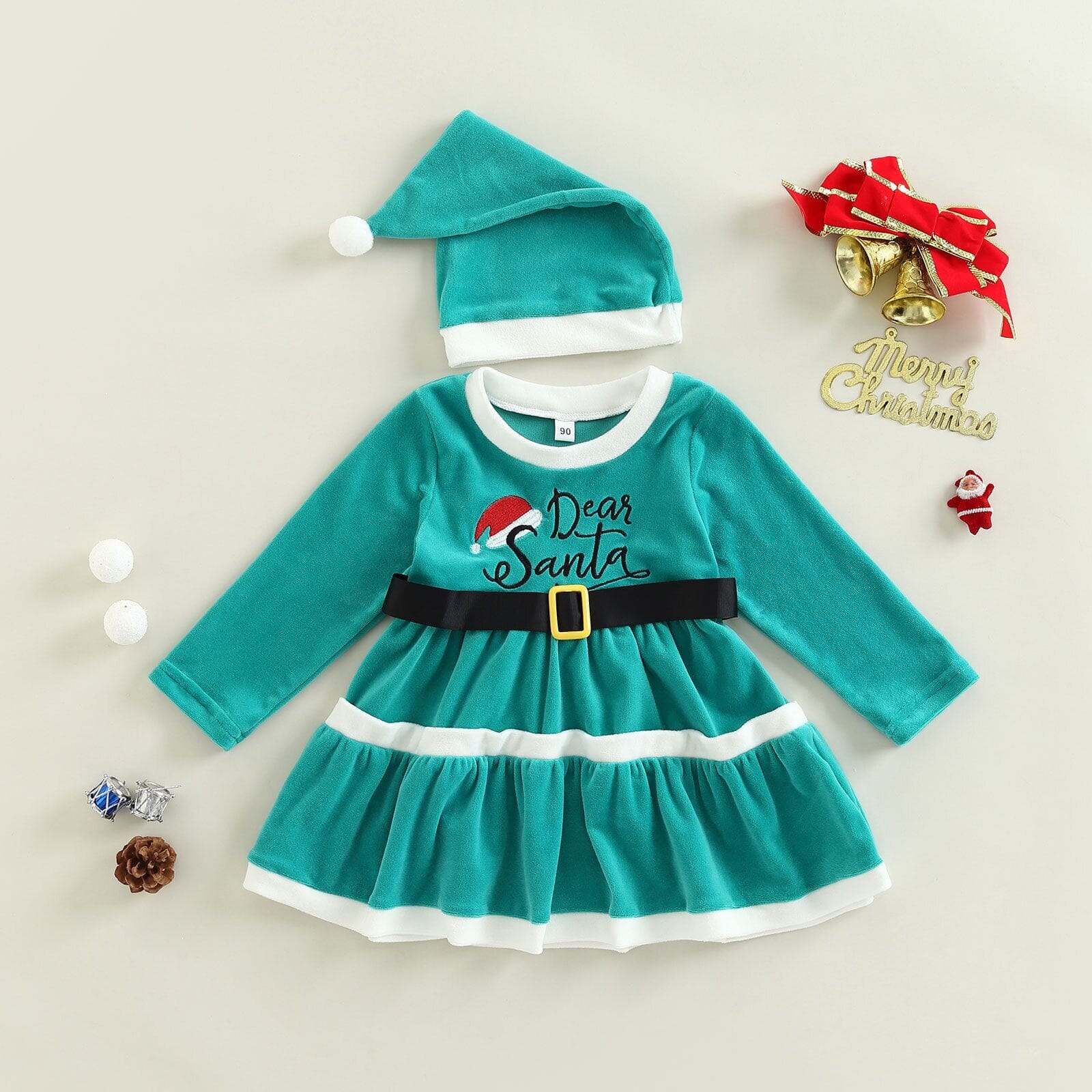 Vestido Infantil "Querido Papai Noel" + Gorro 0 Loja Click Certo Verde 2-3 Anos 