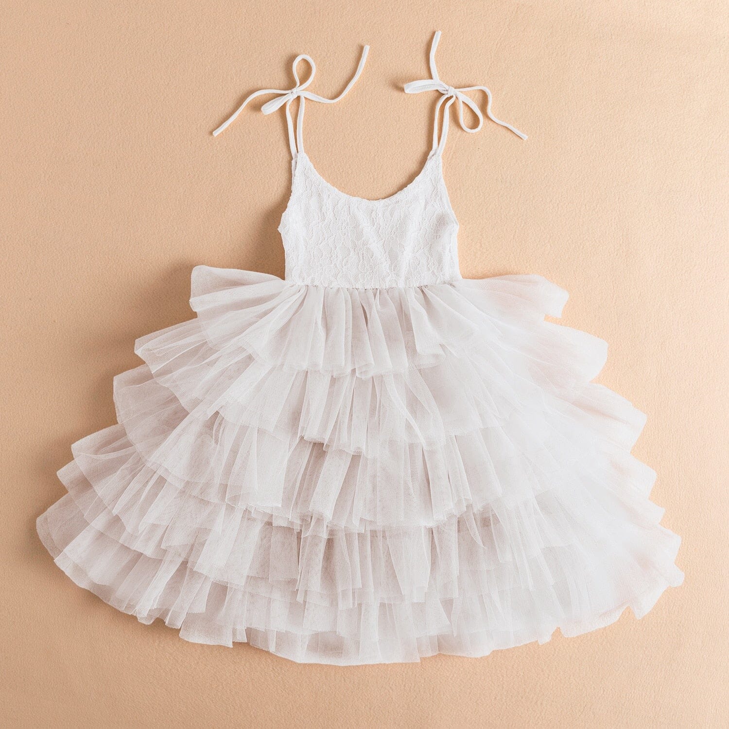 Vestido Infantil Renda Babados de Tule Loja Click Certo Branco 2-3 Anos 