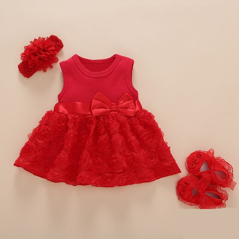 Vestido Infantil Renda e Detalhes + Touca Loja Click Certo 