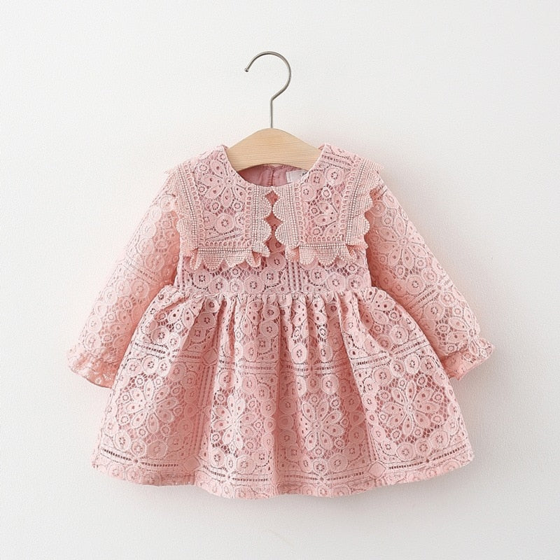 Vestido Infantil Rendado vestido Loja Click Certo Rosa 4-6 Meses 