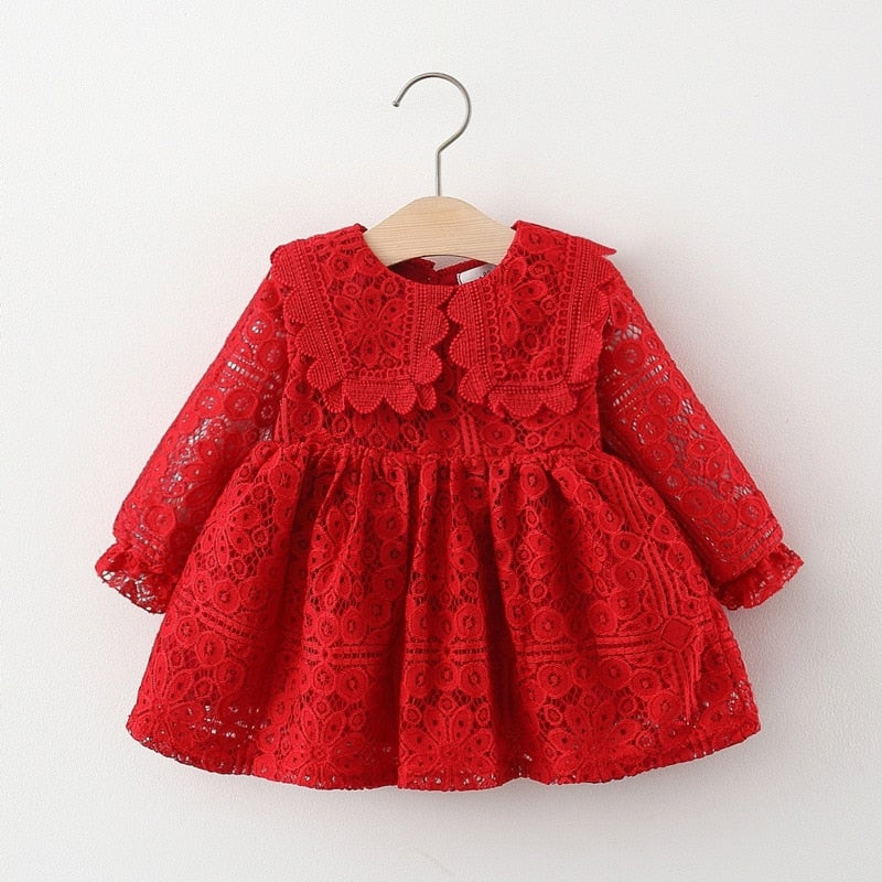 Vestido Infantil Rendado vestido Loja Click Certo Vermelho 4-6 Meses 