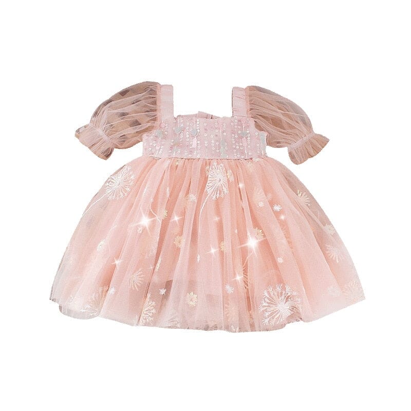 Vestido Infantil Rosa Tule Loja Click Certo Rosa 3-4 Anos 