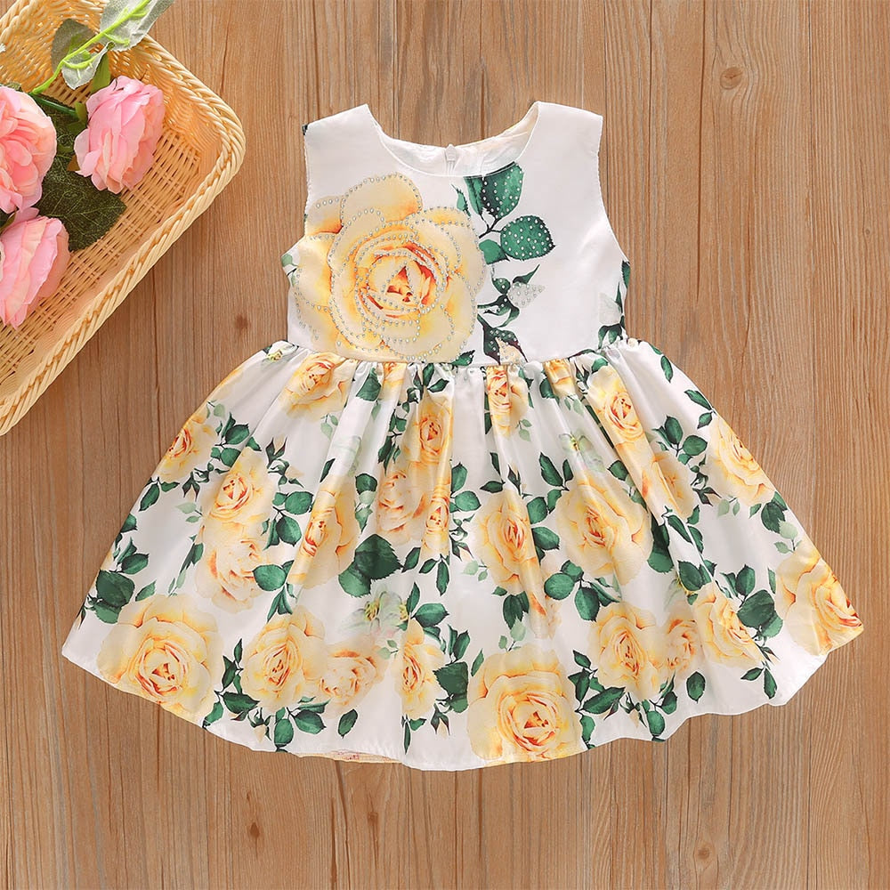 Vestido Infantil Rosas Amarelas vestido Loja Click Certo 