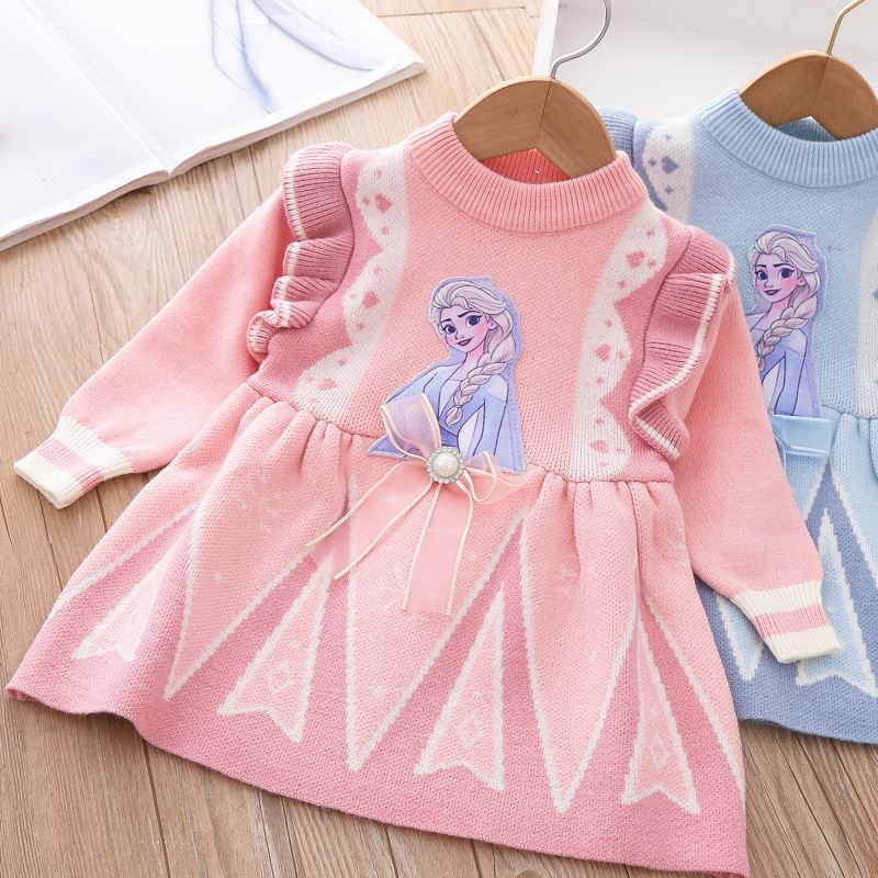 Vestido Infantil Tricôt Elsa Frozen Loja Click Certo 