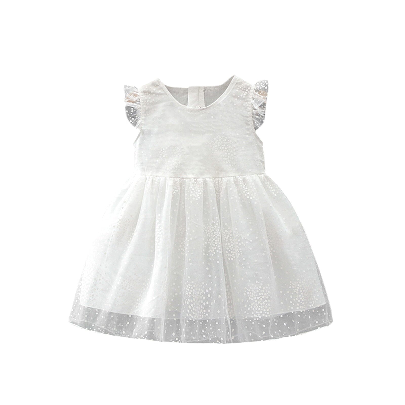 Vestido Infantil Tule Asa de Borboleta Loja Click Certo Branco 9-12 Meses 