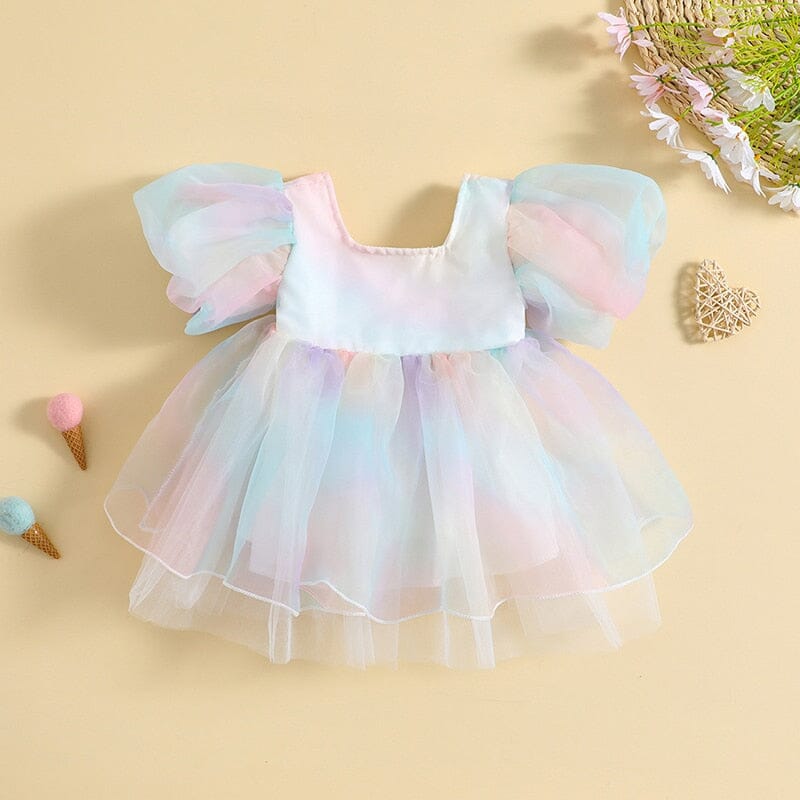 Vestido Infantil Tule Colorido Loja Click Certo 