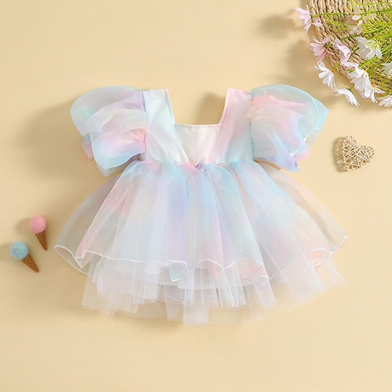 Vestido Infantil Tule Colorido Loja Click Certo Colorido 12-18 Meses 