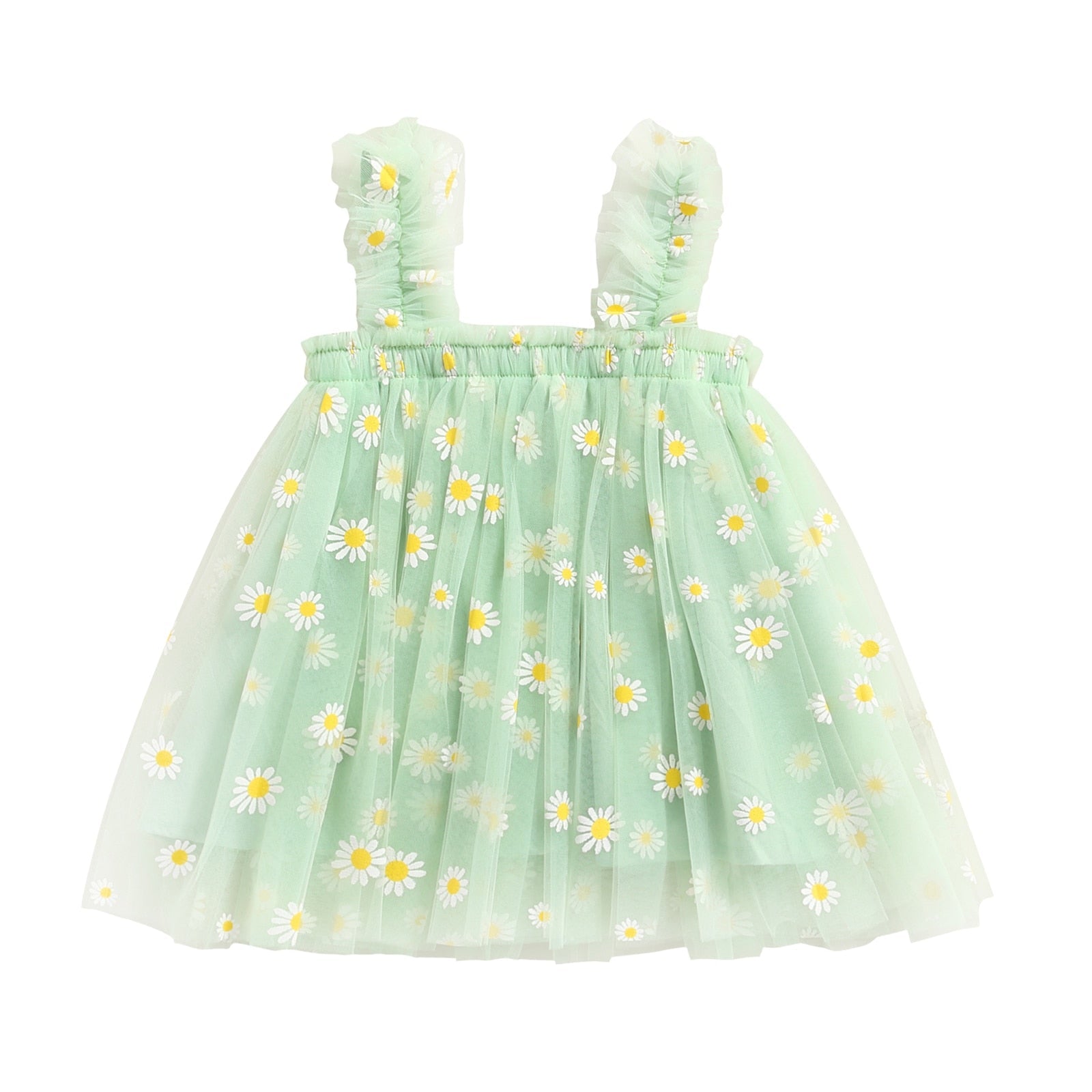 Vestido Infantil Tule Estampas vestido Loja Click Certo Verde 2-3 anos 48cm 