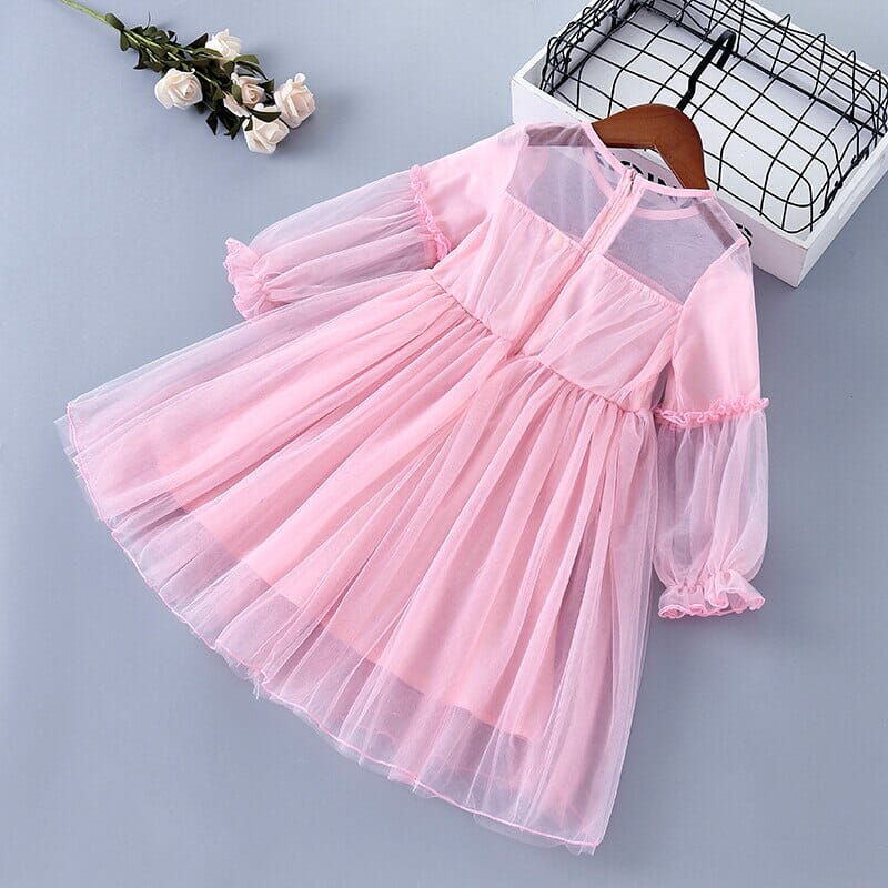 Vestido Infantil Tule Flores e Borboleta Loja Click Certo 