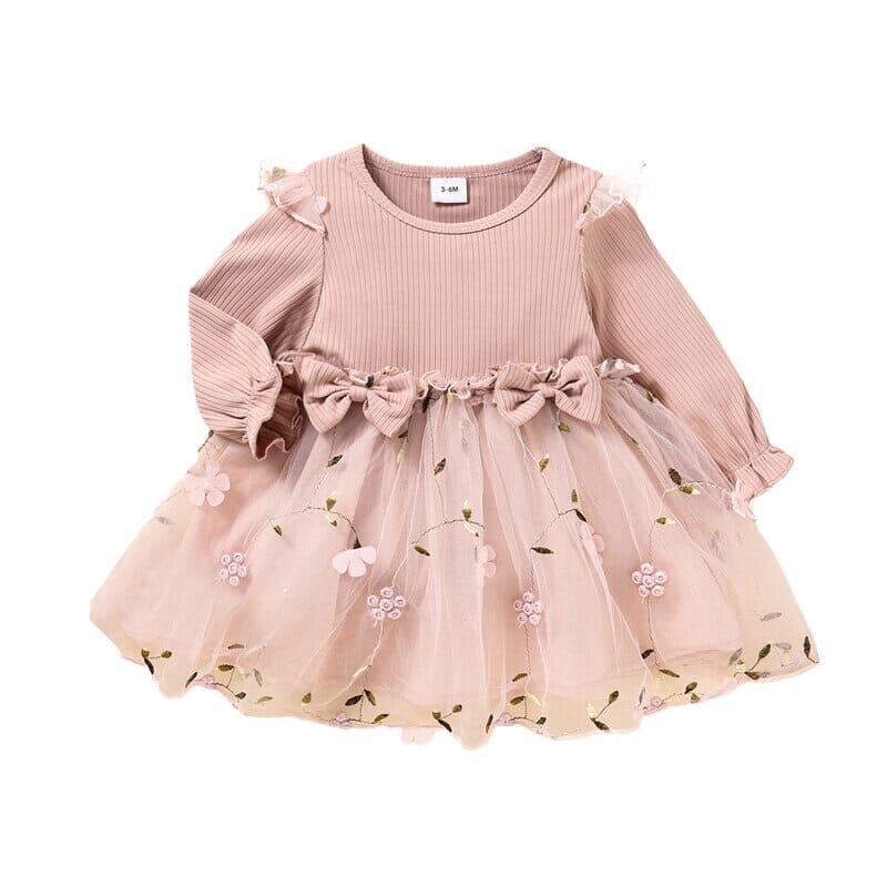 Vestido Infantil Tule Flores e Folhas Loja Click Certo 2-3 Anos 