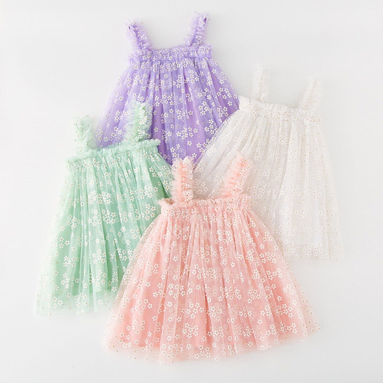 Vestido Infantil Tule Florezinhas Loja Click Certo 