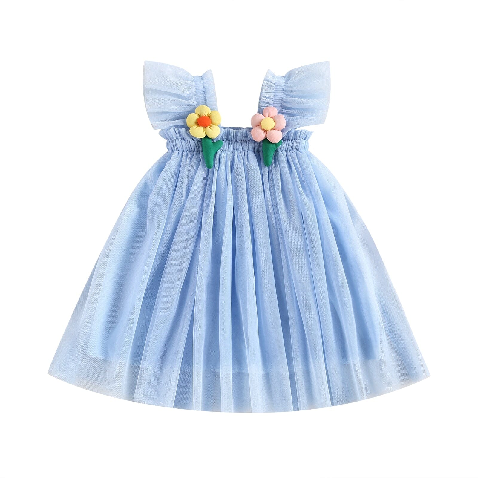 Vestido Infantil Tule Florzinhas Delicado Loja Click Certo B 3T 