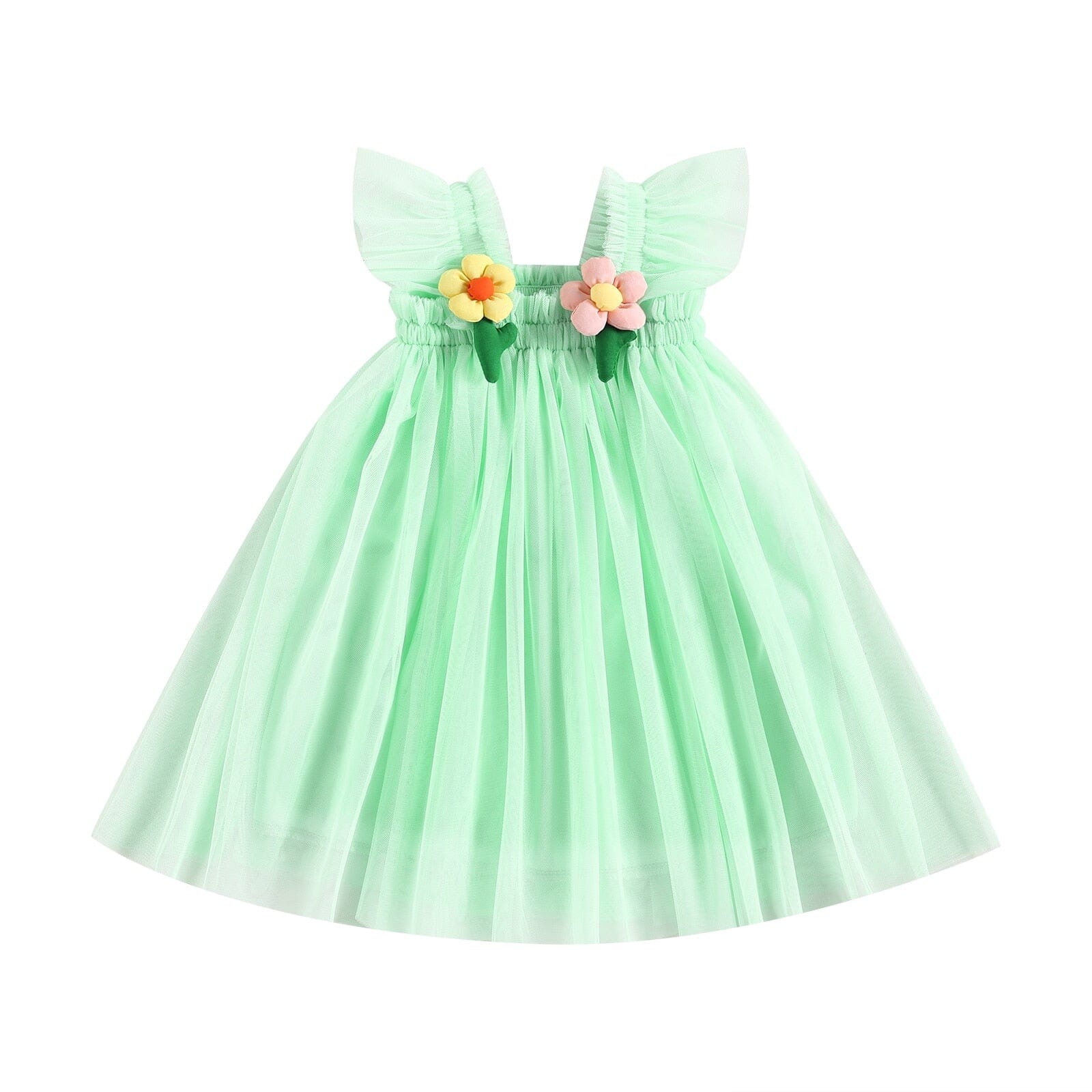 Vestido Infantil Tule Florzinhas Delicado Loja Click Certo E 3T 