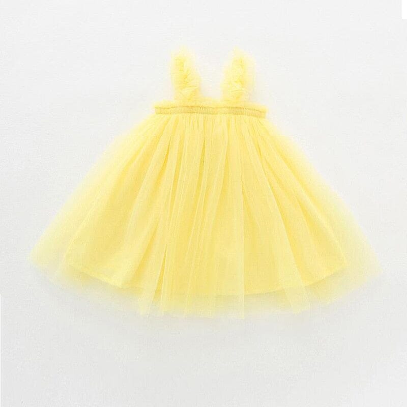 Vestido Infantil Tule Loja Click Certo Amarelo 6-12 Meses 