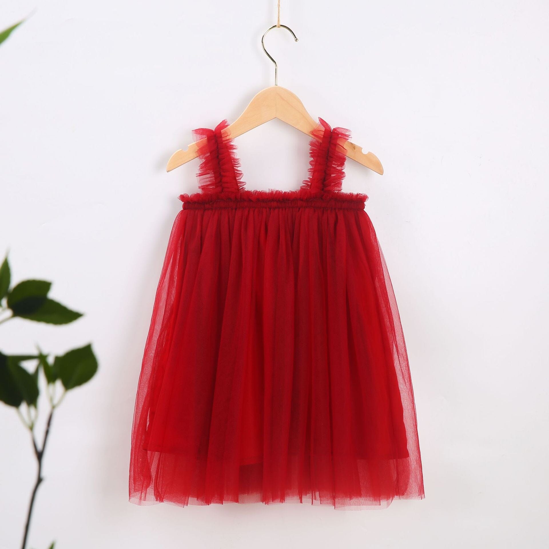 Vestido Infantil Tule Loja Click Certo Vermelho Escuro 6-12 Meses 