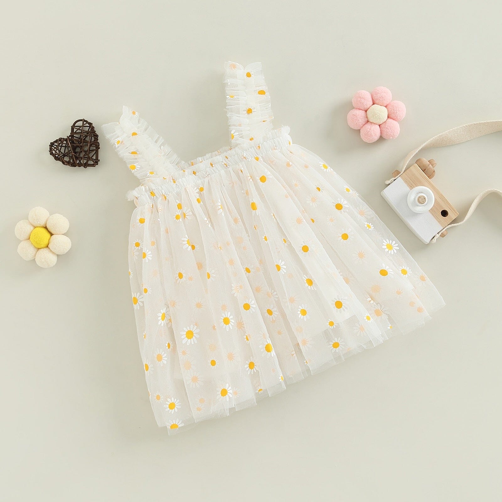 Vestido Infantil Tule Margaridas Loja Click Certo 