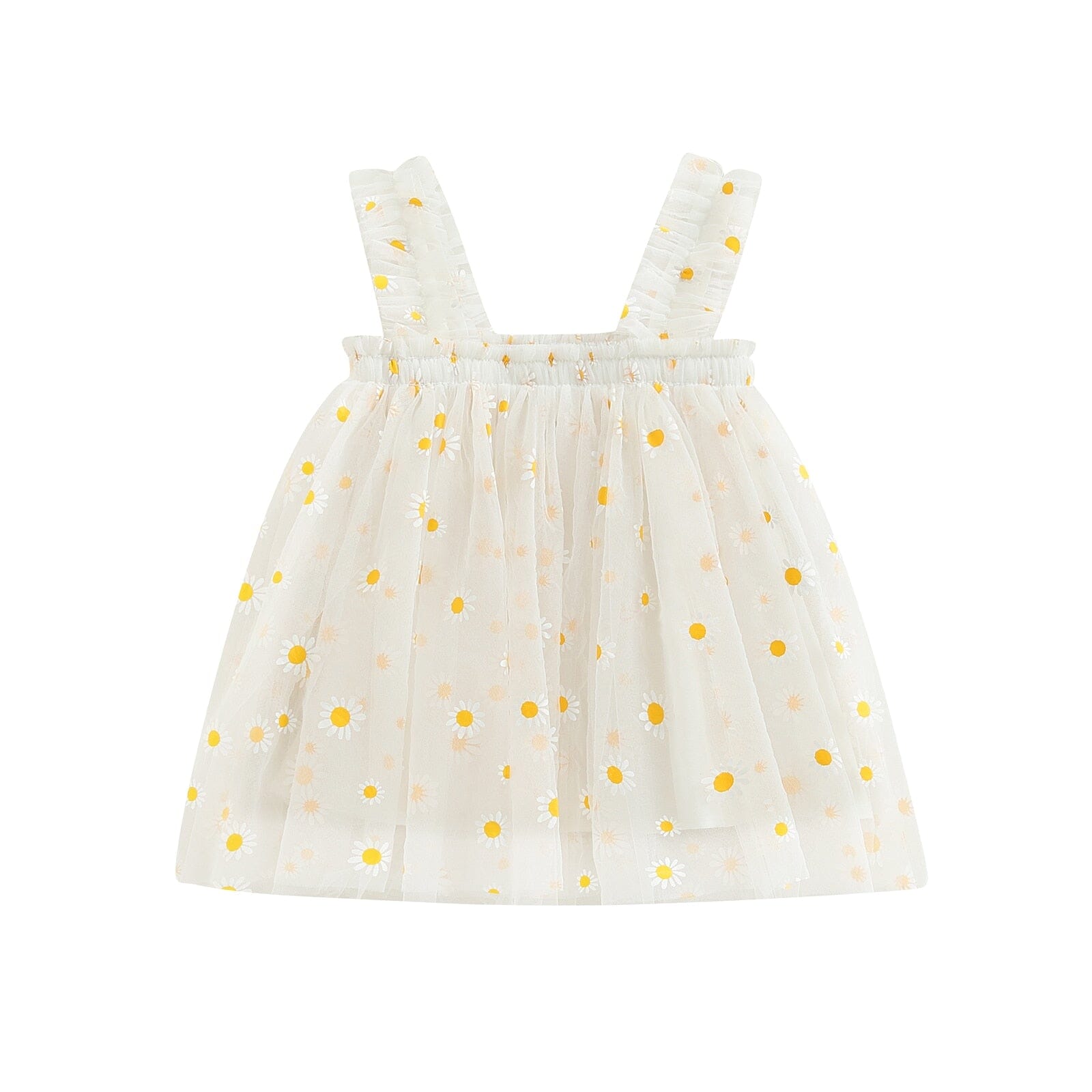 Vestido Infantil Tule Margaridas Loja Click Certo Branco 1-2 Anos 