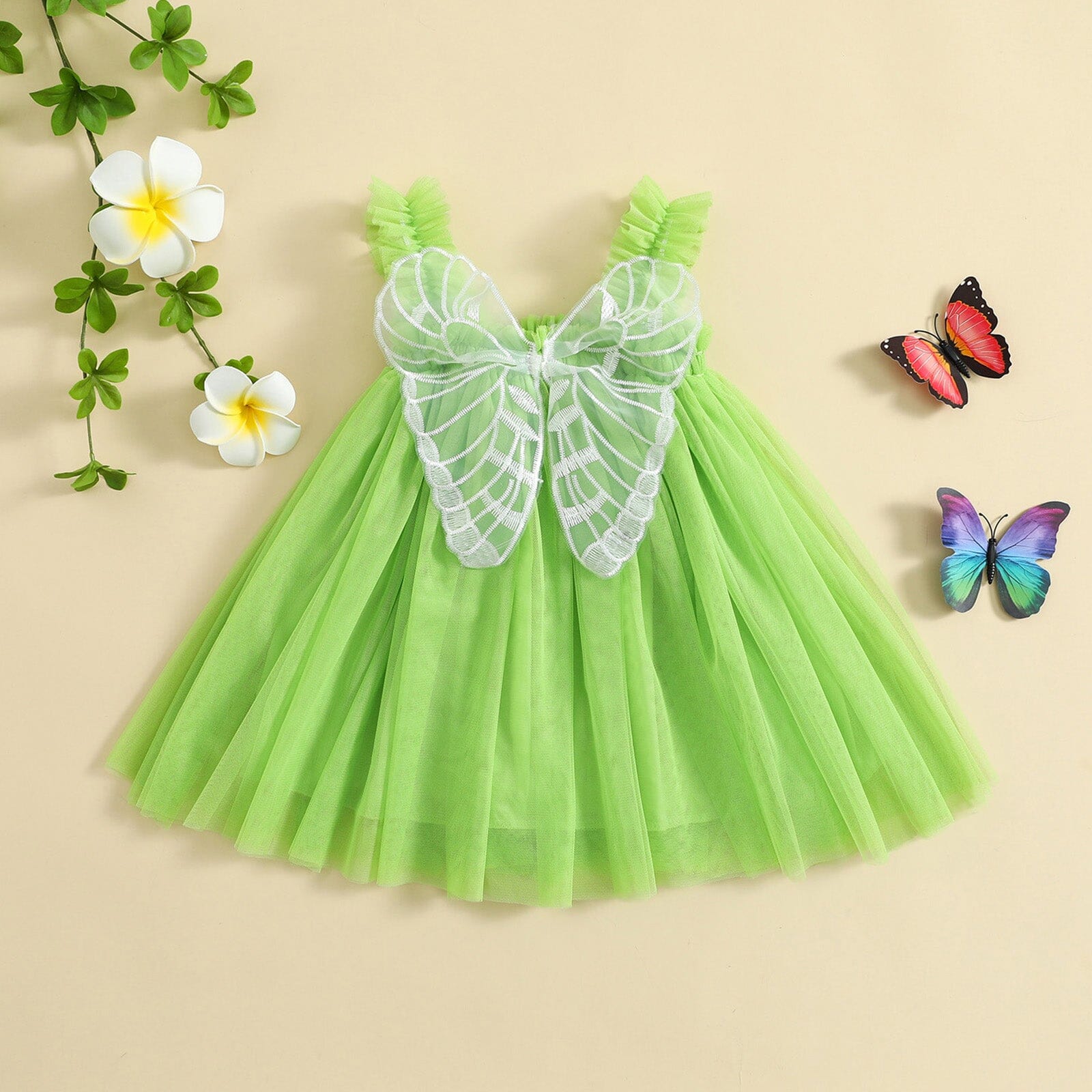 Vestido Infantil Verde Borboleta Loja Click Certo 