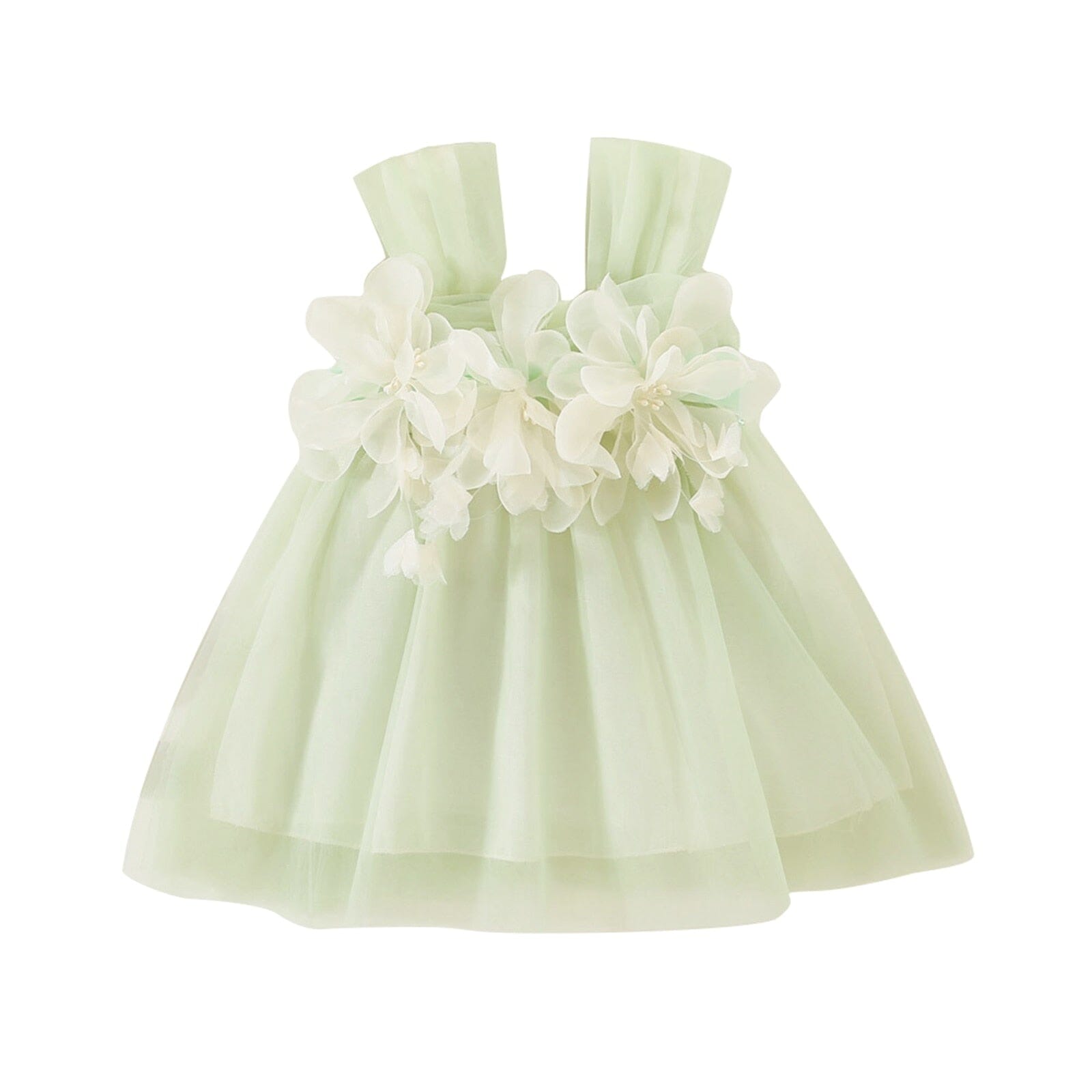 Vestido Infantil Verde Florzinhas e Tule Loja Click Certo 2-3 Anos 