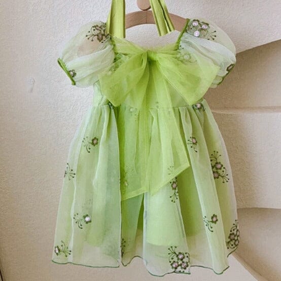 ¨Vestido Infantil Verde Tule Loja Click Certo 