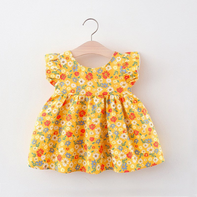 Vestido Jardim Florido Vestido Loja Click Certo Amarelo 4-6 meses 