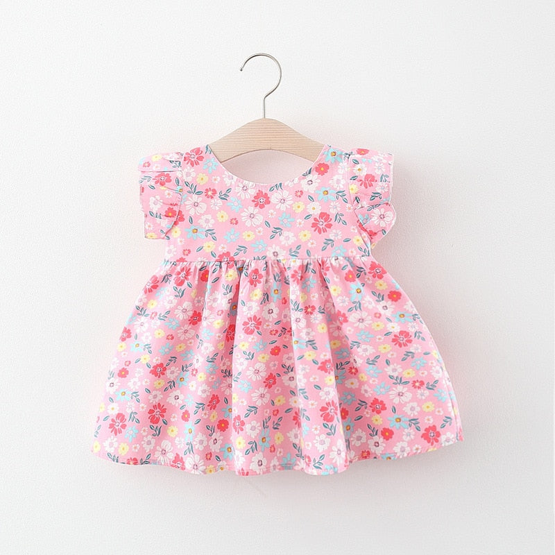 Vestido Jardim Florido Vestido Loja Click Certo Rosa 4-6 meses 