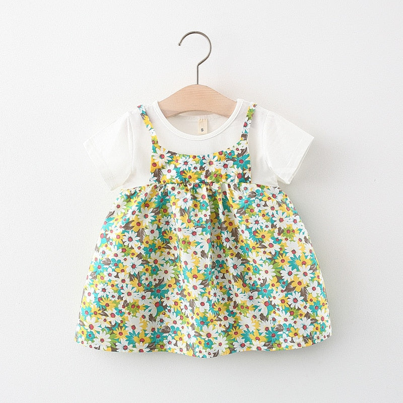 Vestido Jardim Florido Vestido Loja Click Certo Verde 3-6 Meses 