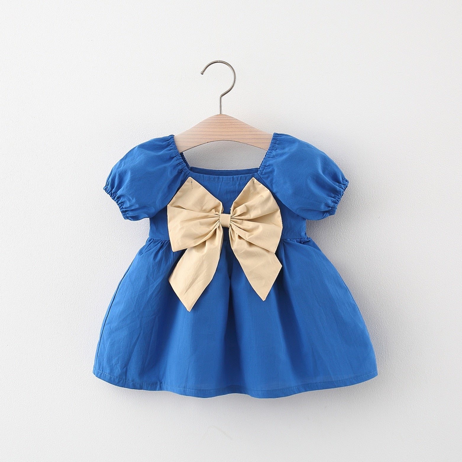 Vestido Princesa com Laço Vestido Loja Click Certo Azul 0-06 Meses 