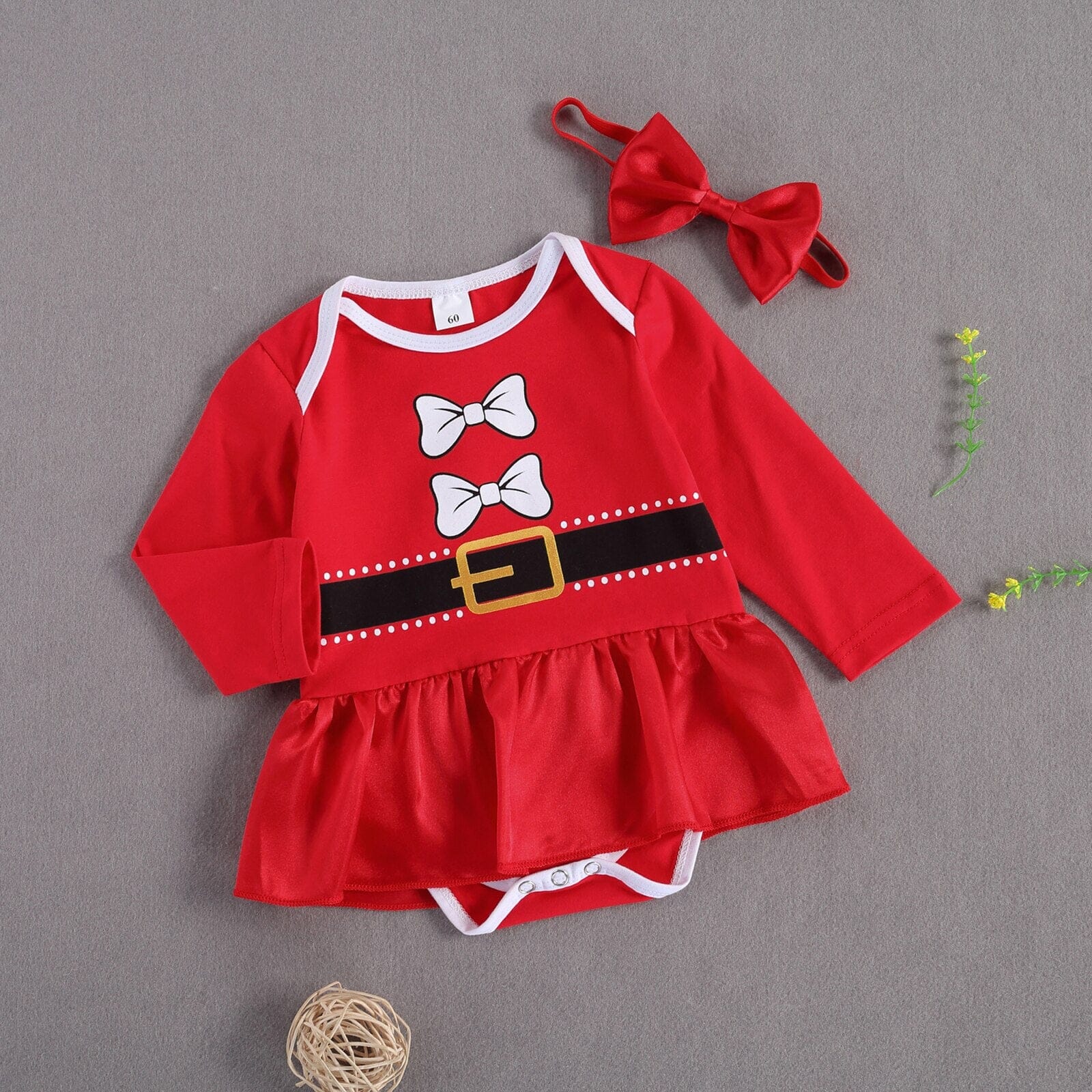 Vestido Romper Infantil Natal Feliz + Faixa 0 Loja Click Certo 