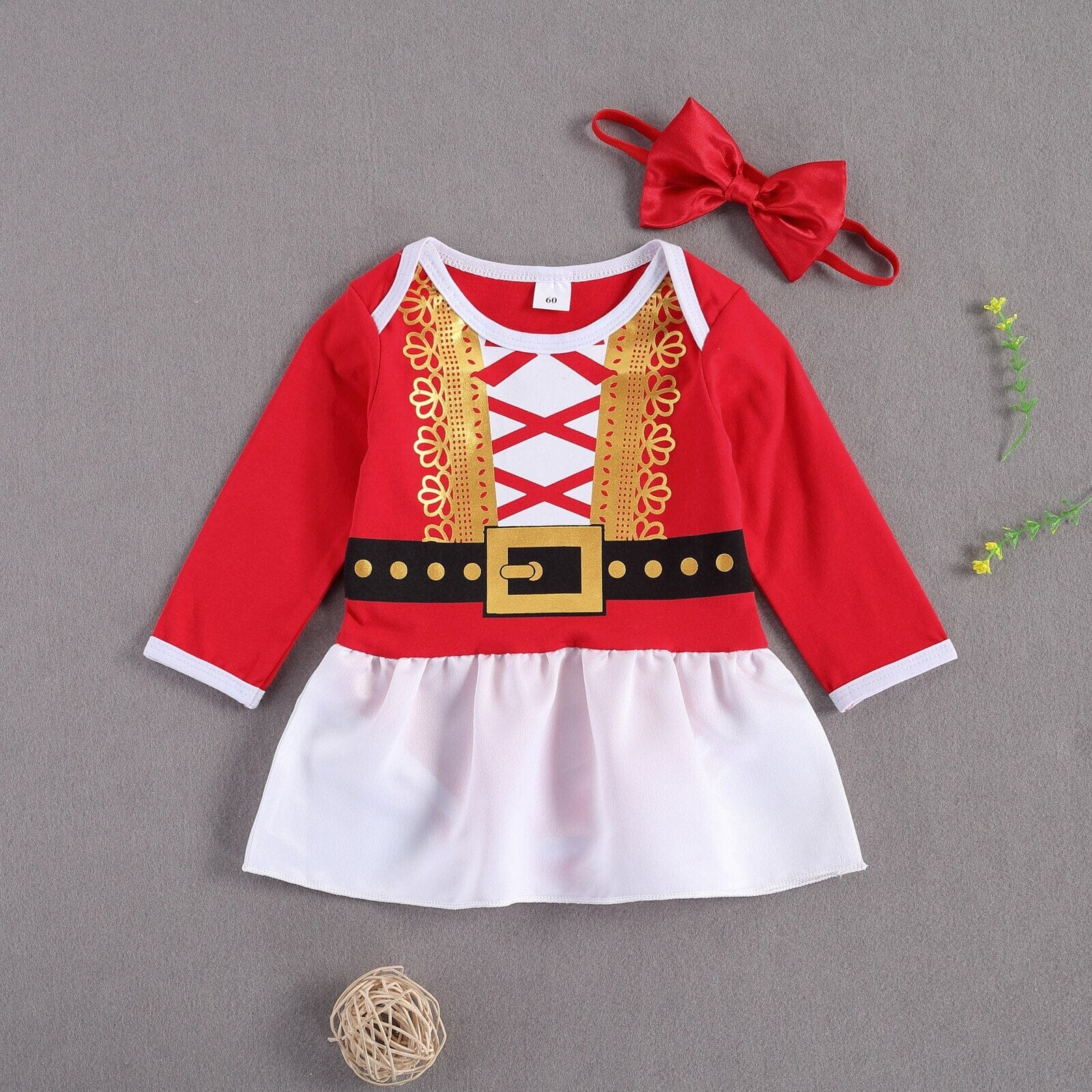 Vestido Romper Infantil Natal Feliz + Faixa 0 Loja Click Certo 