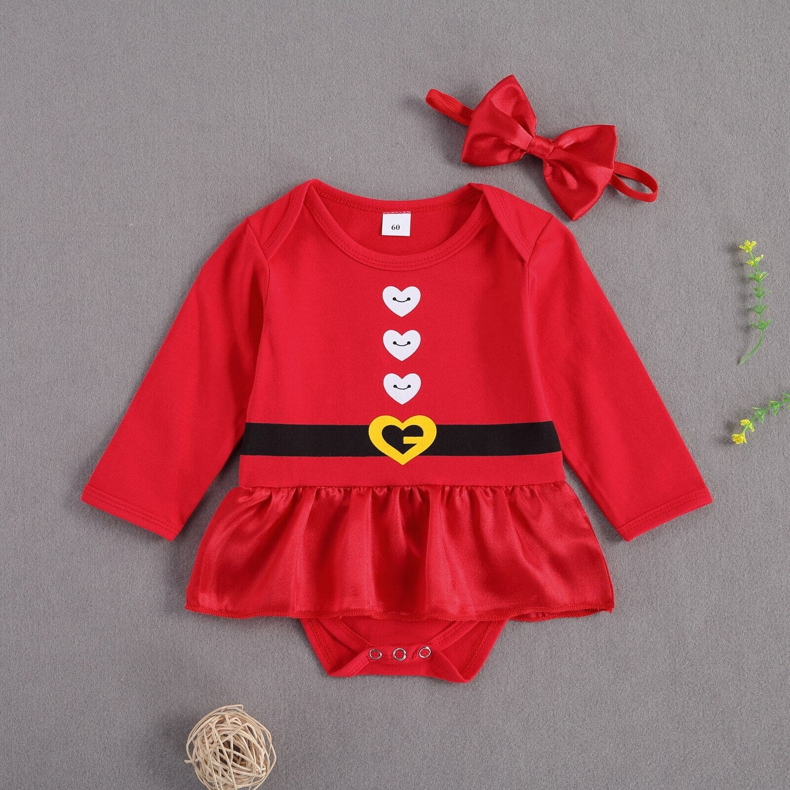 Vestido Romper Infantil Natal Feliz + Faixa 0 Loja Click Certo 