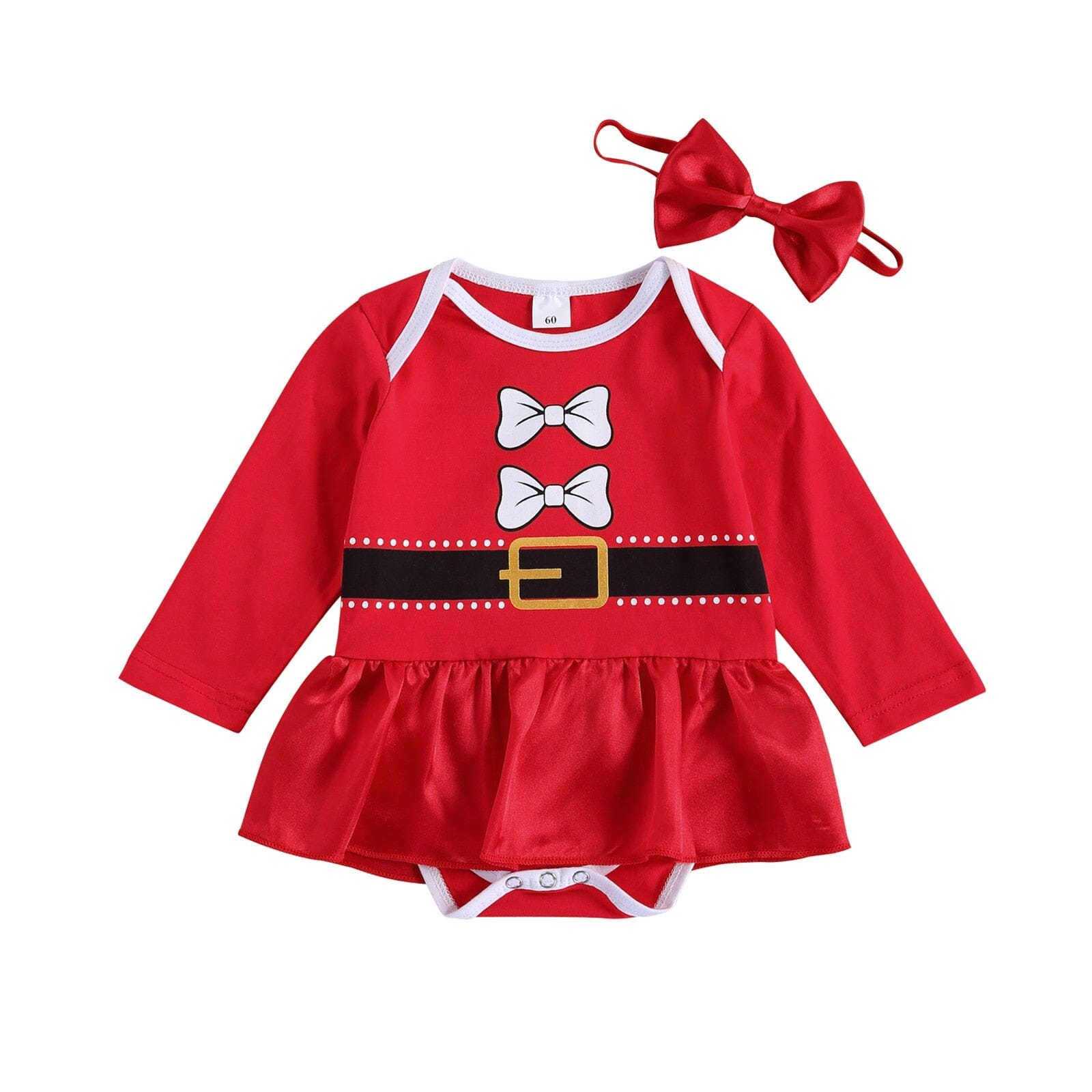 Vestido Romper Infantil Natal Feliz + Faixa 0 Loja Click Certo Modelo 1 0-3 Meses 