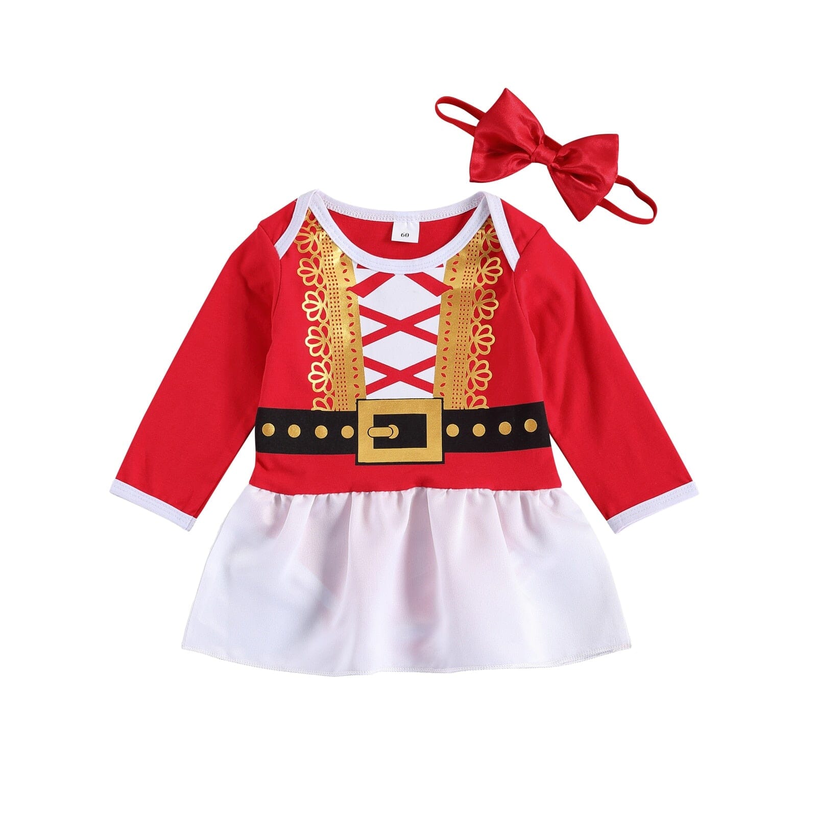 Vestido Romper Infantil Natal Feliz + Faixa 0 Loja Click Certo Modelo 2 0-3 Meses 